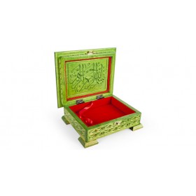 Ahşap Kur'an-ı Kerim Kutusu Yeşil Renk - Çanta Boy Kuran Kutusu TS-42034-E